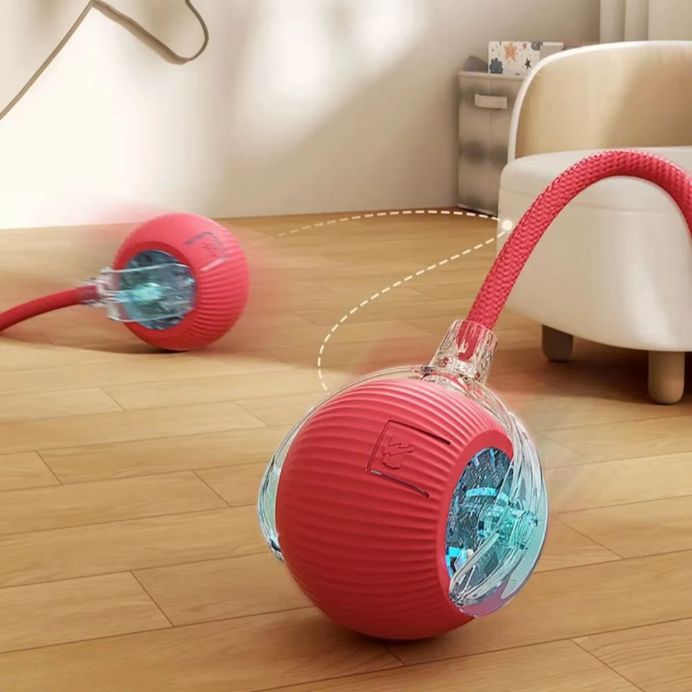 Interactive Rechargeable Cat and Dog Toy - Automatic Rolling Ball with Faux Tail for Enhanced Training and Playtime