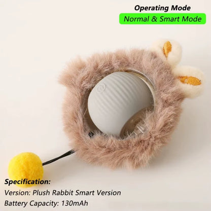 Interactive Rechargeable Cat and Dog Toy - Automatic Rolling Ball with Faux Tail for Enhanced Training and Playtime