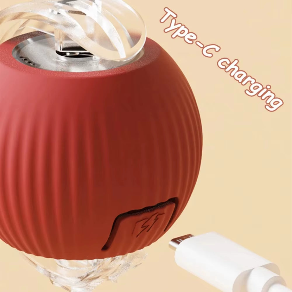 Interactive Rechargeable Cat and Dog Toy - Automatic Rolling Ball with Faux Tail for Enhanced Training and Playtime